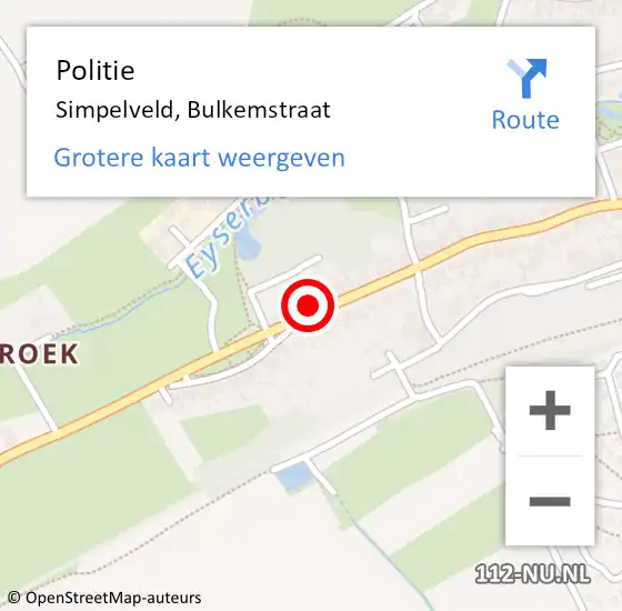 Locatie op kaart van de 112 melding: Politie Simpelveld, Bulkemstraat op 20 juni 2022 21:38