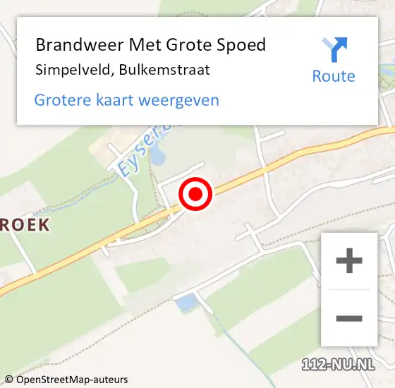 Locatie op kaart van de 112 melding: Brandweer Met Grote Spoed Naar Simpelveld, Bulkemstraat op 20 juni 2022 21:42