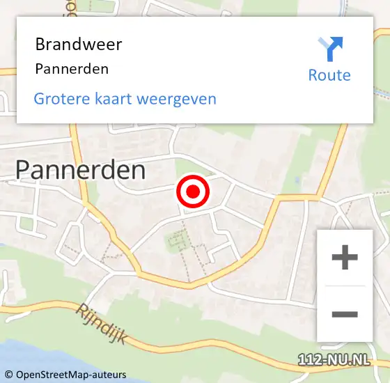 Locatie op kaart van de 112 melding: Brandweer Pannerden op 20 juni 2022 21:52