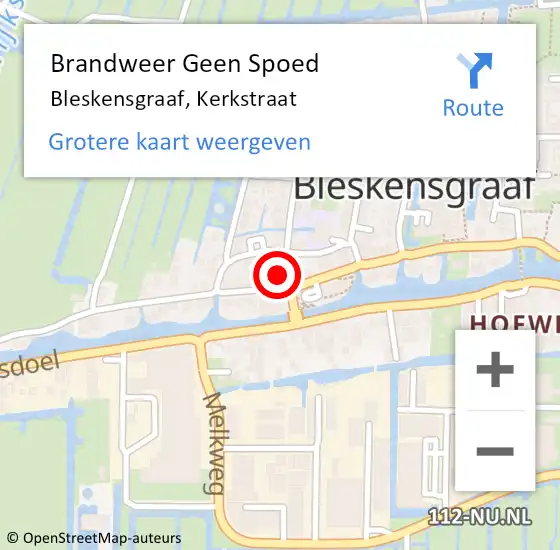 Locatie op kaart van de 112 melding: Brandweer Geen Spoed Naar Bleskensgraaf, Kerkstraat op 20 juni 2022 22:09