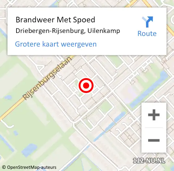 Locatie op kaart van de 112 melding: Brandweer Met Spoed Naar Driebergen-Rijsenburg, Uilenkamp op 20 juni 2022 22:17