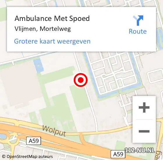 Locatie op kaart van de 112 melding: Ambulance Met Spoed Naar Vlijmen, Mortelweg op 20 juli 2014 21:03