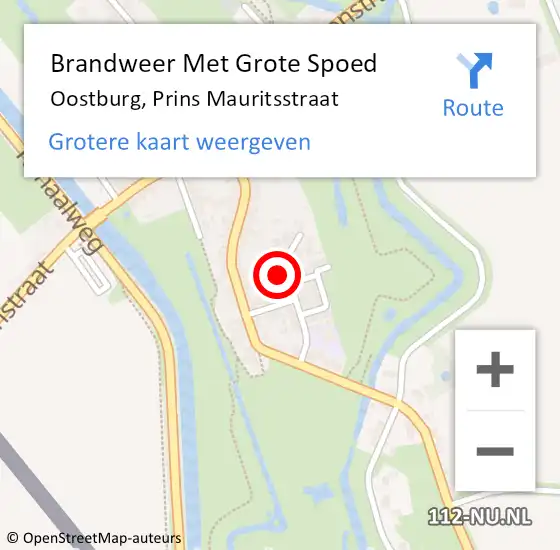 Locatie op kaart van de 112 melding: Brandweer Met Grote Spoed Naar Oostburg, Prins Mauritsstraat op 20 juni 2022 22:42