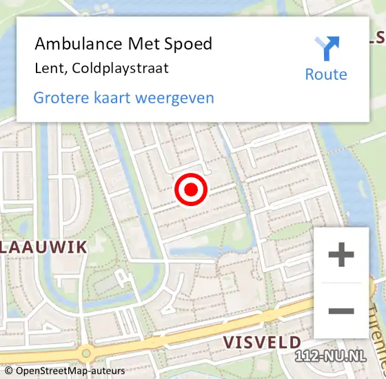 Locatie op kaart van de 112 melding: Ambulance Met Spoed Naar Lent, Coldplaystraat op 20 juni 2022 23:17