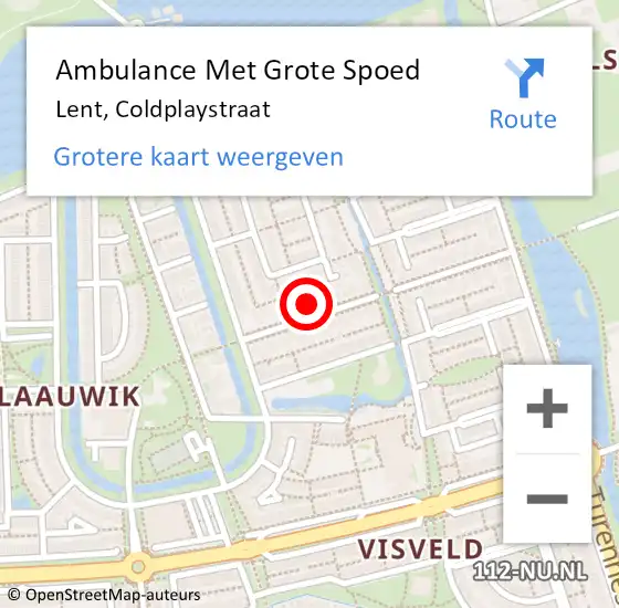 Locatie op kaart van de 112 melding: Ambulance Met Grote Spoed Naar Lent, Coldplaystraat op 20 juni 2022 23:19