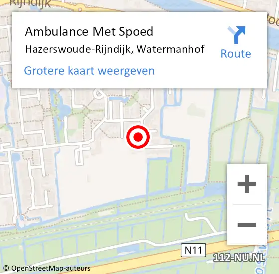 Locatie op kaart van de 112 melding: Ambulance Met Spoed Naar Hazerswoude-Rijndijk, Watermanhof op 20 juni 2022 23:26