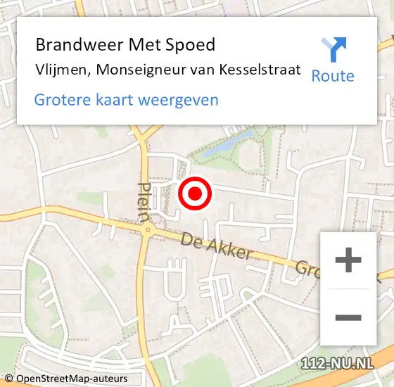 Locatie op kaart van de 112 melding: Brandweer Met Spoed Naar Vlijmen, Monseigneur van Kesselstraat op 20 juni 2022 23:53