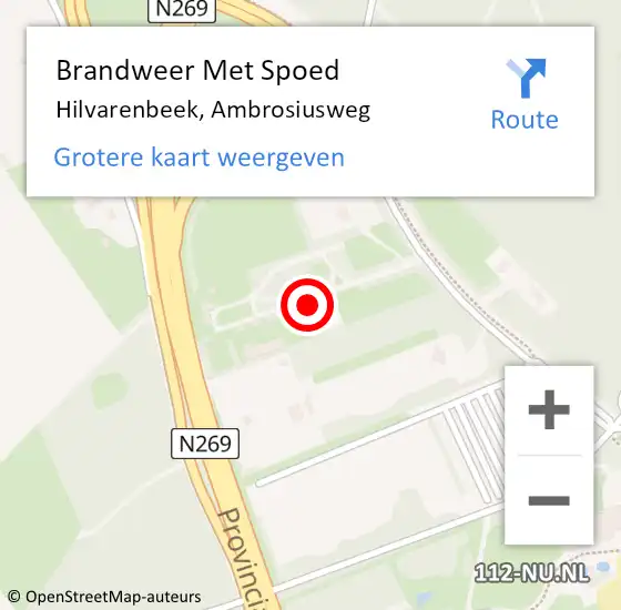 Locatie op kaart van de 112 melding: Brandweer Met Spoed Naar Hilvarenbeek, Ambrosiusweg op 20 juni 2022 23:56