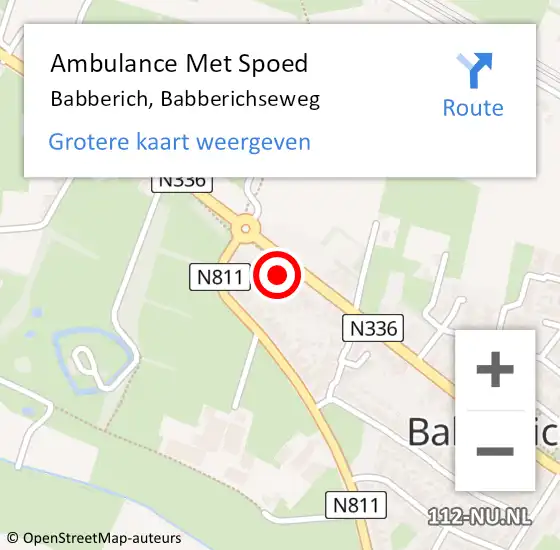 Locatie op kaart van de 112 melding: Ambulance Met Spoed Naar Babberich, Babberichseweg op 20 juni 2022 23:57