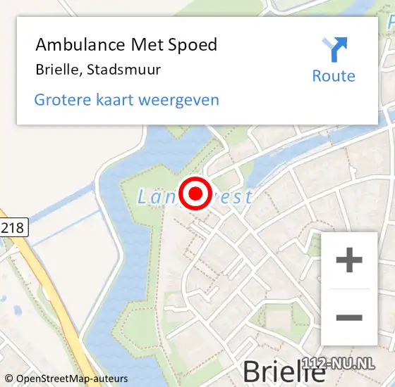 Locatie op kaart van de 112 melding: Ambulance Met Spoed Naar Brielle, Stadsmuur op 21 juni 2022 00:13