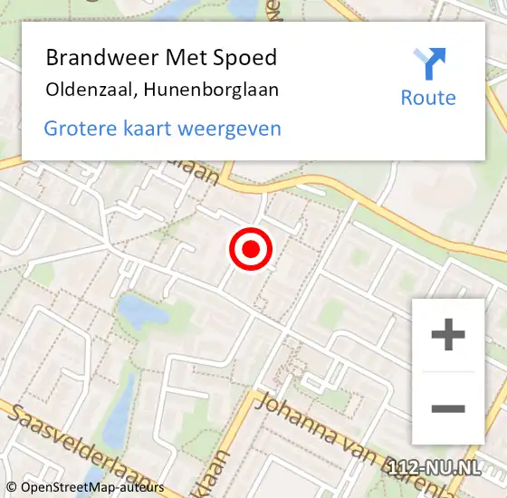 Locatie op kaart van de 112 melding: Brandweer Met Spoed Naar Oldenzaal, Hunenborglaan op 21 juni 2022 00:13