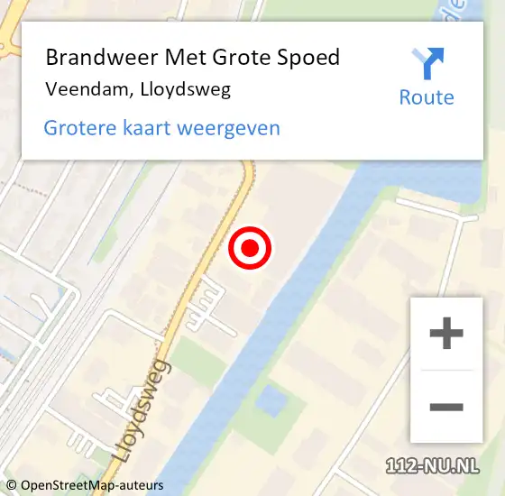 Locatie op kaart van de 112 melding: Brandweer Met Grote Spoed Naar Veendam, Lloydsweg op 21 juni 2022 00:29