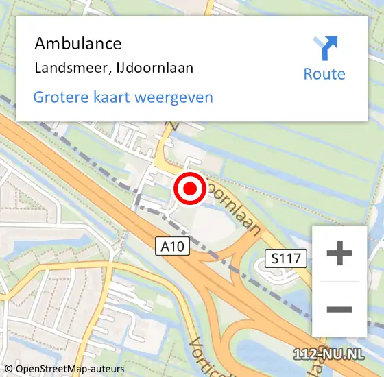 Locatie op kaart van de 112 melding: Ambulance Landsmeer, IJdoornlaan op 21 juni 2022 01:37