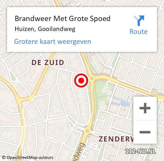 Locatie op kaart van de 112 melding: Brandweer Met Grote Spoed Naar Huizen, Gooilandweg op 21 juni 2022 02:06