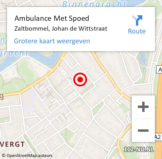 Locatie op kaart van de 112 melding: Ambulance Met Spoed Naar Zaltbommel, Johan de Wittstraat op 21 juni 2022 02:25