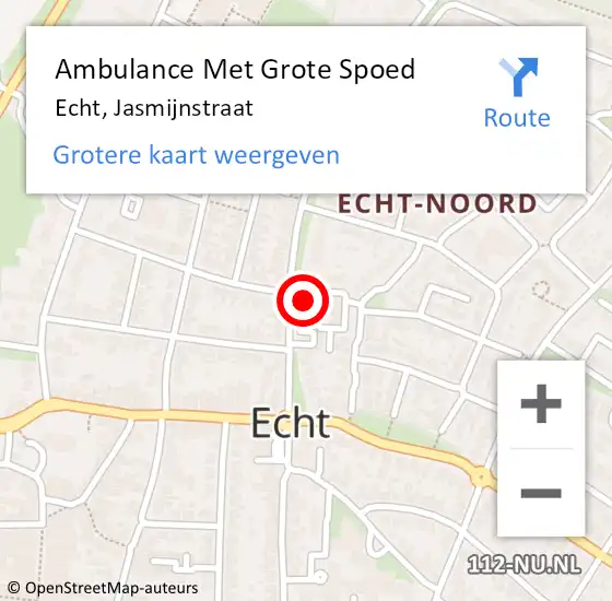 Locatie op kaart van de 112 melding: Ambulance Met Grote Spoed Naar Echt, Jasmijnstraat op 20 juli 2014 21:15