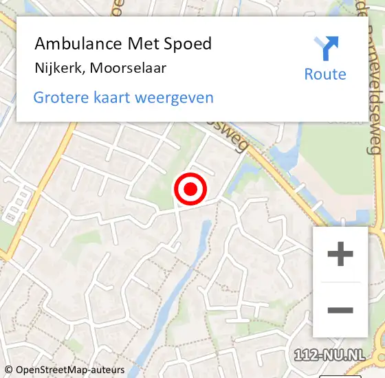 Locatie op kaart van de 112 melding: Ambulance Met Spoed Naar Nijkerk, Moorselaar op 21 juni 2022 04:46