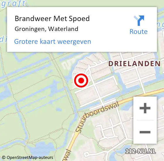 Locatie op kaart van de 112 melding: Brandweer Met Spoed Naar Groningen, Waterland op 21 juni 2022 06:30