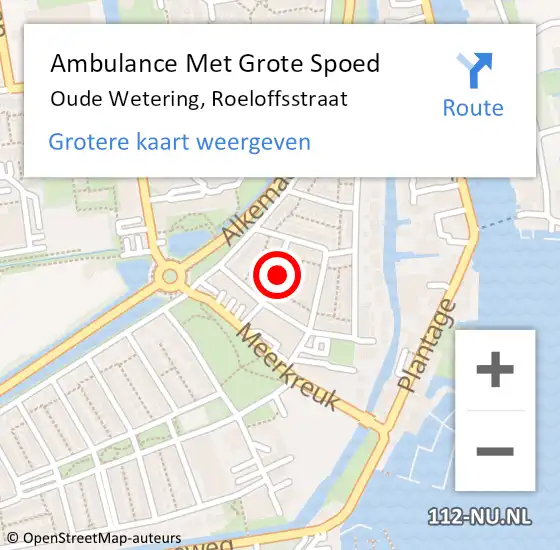 Locatie op kaart van de 112 melding: Ambulance Met Grote Spoed Naar Oude Wetering, Roeloffsstraat op 21 juni 2022 06:37