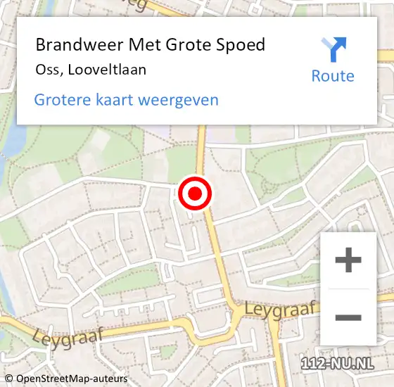 Locatie op kaart van de 112 melding: Brandweer Met Grote Spoed Naar Oss, Looveltlaan op 21 juni 2022 06:58