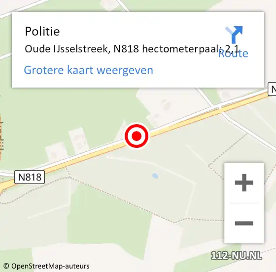 Locatie op kaart van de 112 melding: Politie Oude IJsselstreek, N818 hectometerpaal: 2,1 op 21 juni 2022 07:42