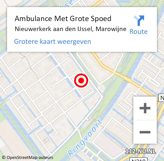 Locatie op kaart van de 112 melding: Ambulance Met Grote Spoed Naar Nieuwerkerk aan den IJssel, Marowijne op 21 juni 2022 07:43