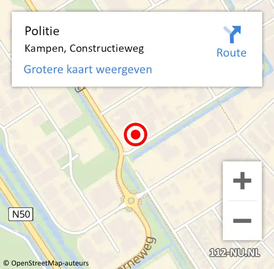 Locatie op kaart van de 112 melding: Politie Kampen, Constructieweg op 21 juni 2022 07:51