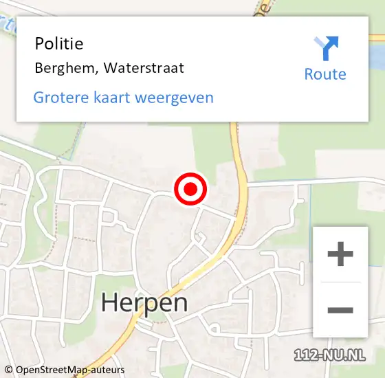 Locatie op kaart van de 112 melding: Politie Berghem, Waterstraat op 21 juni 2022 08:04