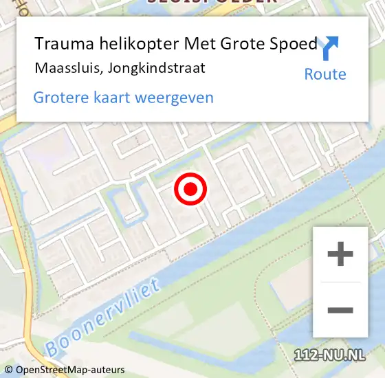 Locatie op kaart van de 112 melding: Trauma helikopter Met Grote Spoed Naar Maassluis, Jongkindstraat op 21 juni 2022 08:08