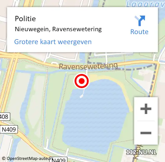 Locatie op kaart van de 112 melding: Politie Nieuwegein, Ravensewetering op 21 juni 2022 08:08