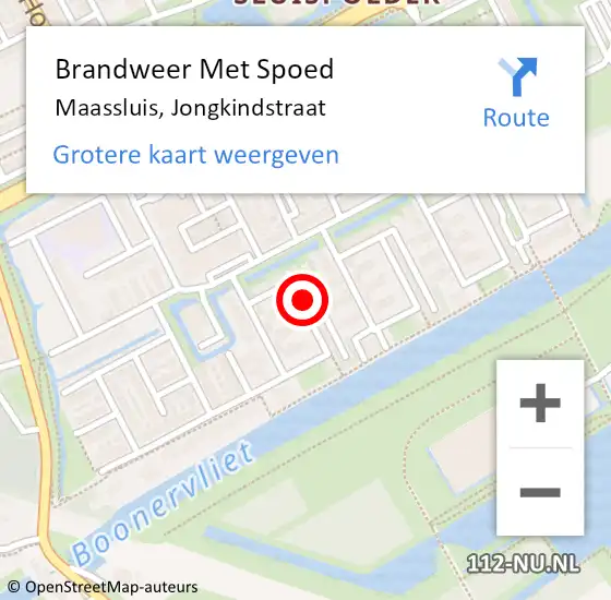 Locatie op kaart van de 112 melding: Brandweer Met Spoed Naar Maassluis, Jongkindstraat op 21 juni 2022 08:19