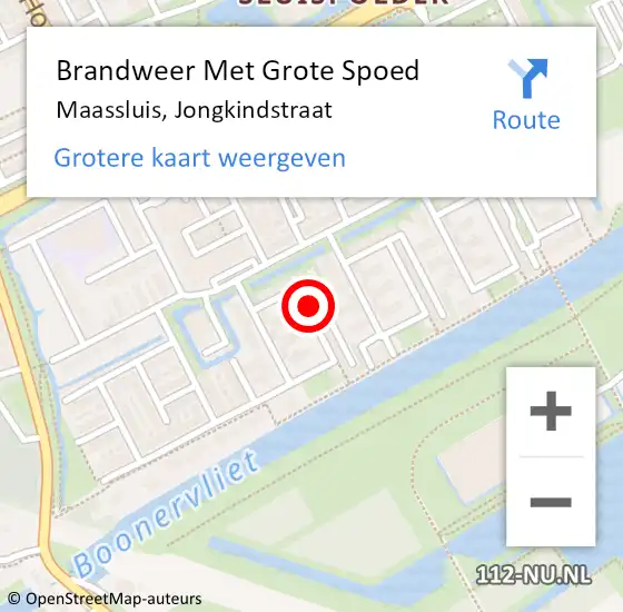 Locatie op kaart van de 112 melding: Brandweer Met Grote Spoed Naar Maassluis, Jongkindstraat op 21 juni 2022 08:21