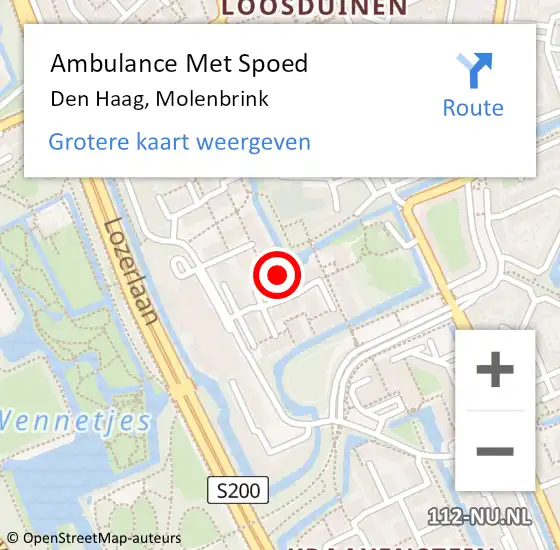 Locatie op kaart van de 112 melding: Ambulance Met Spoed Naar Den Haag, Molenbrink op 21 juni 2022 08:24