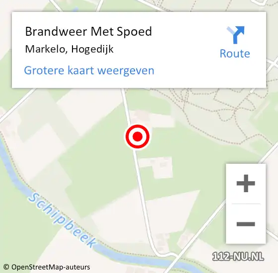 Locatie op kaart van de 112 melding: Brandweer Met Spoed Naar Markelo, Hogedijk op 21 juni 2022 08:54