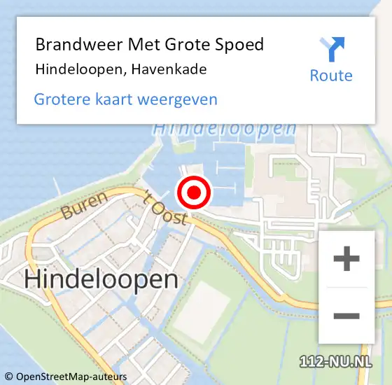 Locatie op kaart van de 112 melding: Brandweer Met Grote Spoed Naar Hindeloopen, Havenkade op 21 juni 2022 09:07