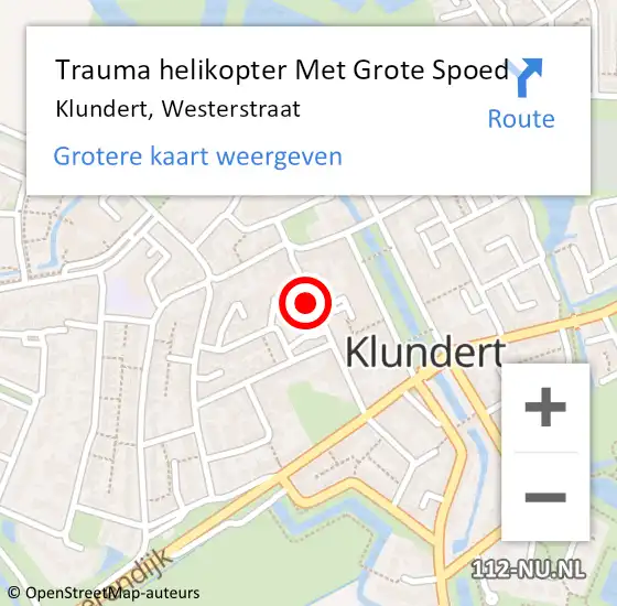 Locatie op kaart van de 112 melding: Trauma helikopter Met Grote Spoed Naar Klundert, Westerstraat op 21 juni 2022 09:09