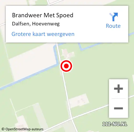 Locatie op kaart van de 112 melding: Brandweer Met Spoed Naar Dalfsen, Hoevenweg op 21 juni 2022 09:13