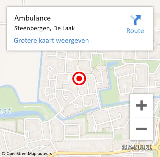 Locatie op kaart van de 112 melding: Ambulance Steenbergen, De Laak op 20 juli 2014 21:44