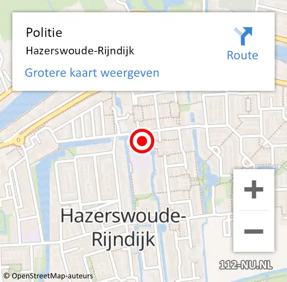 Locatie op kaart van de 112 melding: Politie Hazerswoude-Rijndijk op 21 juni 2022 09:34