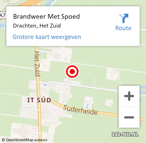 Locatie op kaart van de 112 melding: Brandweer Met Spoed Naar Drachten, Het Zuid op 21 juni 2022 09:34