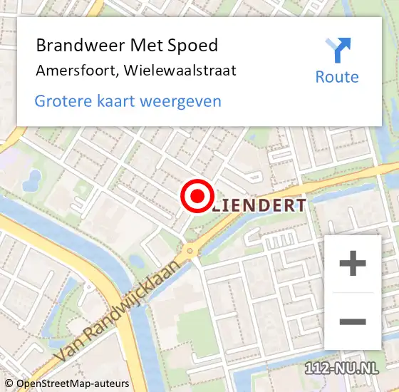 Locatie op kaart van de 112 melding: Brandweer Met Spoed Naar Amersfoort, Wielewaalstraat op 21 juni 2022 10:15