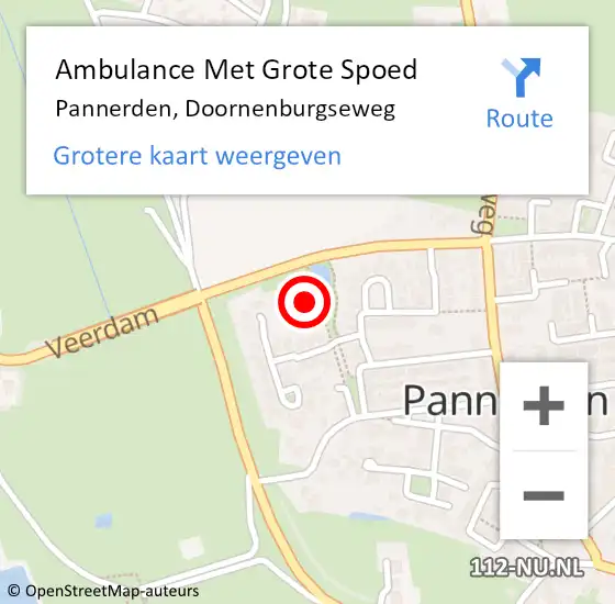 Locatie op kaart van de 112 melding: Ambulance Met Grote Spoed Naar Pannerden, Doornenburgseweg op 21 juni 2022 10:18