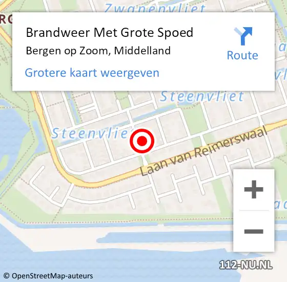 Locatie op kaart van de 112 melding: Brandweer Met Grote Spoed Naar Bergen op Zoom, Middelland op 21 juni 2022 10:21