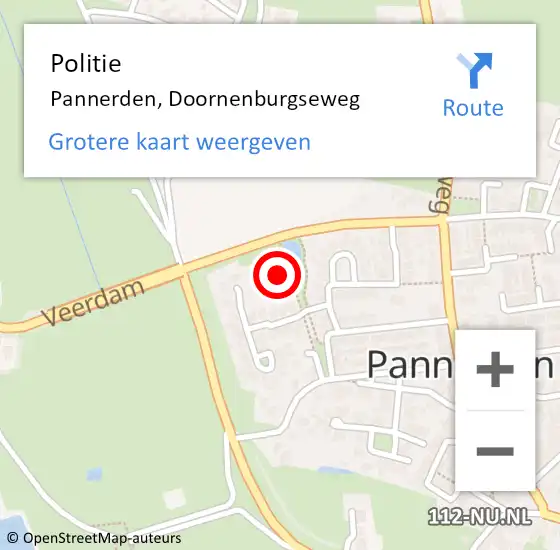 Locatie op kaart van de 112 melding: Politie Pannerden, Doornenburgseweg op 21 juni 2022 10:21