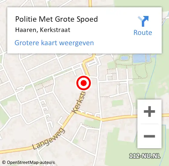 Locatie op kaart van de 112 melding: Politie Met Grote Spoed Naar Haaren, Kerkstraat op 21 juni 2022 10:27