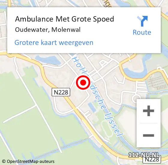 Locatie op kaart van de 112 melding: Ambulance Met Grote Spoed Naar Oudewater, Molenwal op 21 juni 2022 10:57