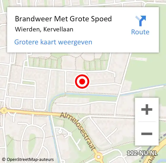 Locatie op kaart van de 112 melding: Brandweer Met Grote Spoed Naar Wierden, Kervellaan op 21 juni 2022 11:00