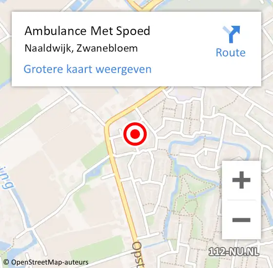 Locatie op kaart van de 112 melding: Ambulance Met Spoed Naar Naaldwijk, Zwanebloem op 21 juni 2022 11:04