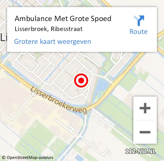 Locatie op kaart van de 112 melding: Ambulance Met Grote Spoed Naar Lisserbroek, Ribesstraat op 21 juni 2022 11:07