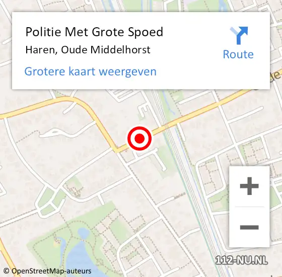 Locatie op kaart van de 112 melding: Politie Met Grote Spoed Naar Haren, Oude Middelhorst op 21 juni 2022 11:17